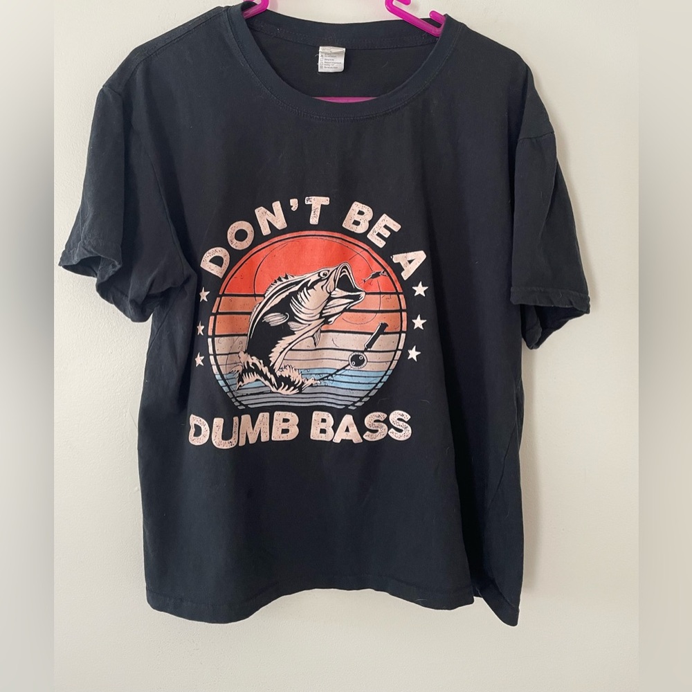Graphic 'Don't Be A Dumb Bass' Black Short Sleeve boxy Tee
